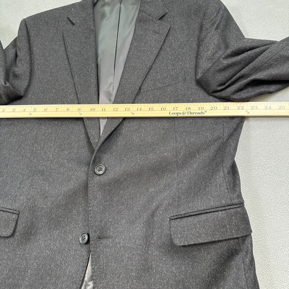 Saks Fifth Avenue Blazer 44R Mens Gray Wool Blend Two Button Sport Coat Business - Picture 7 of 13